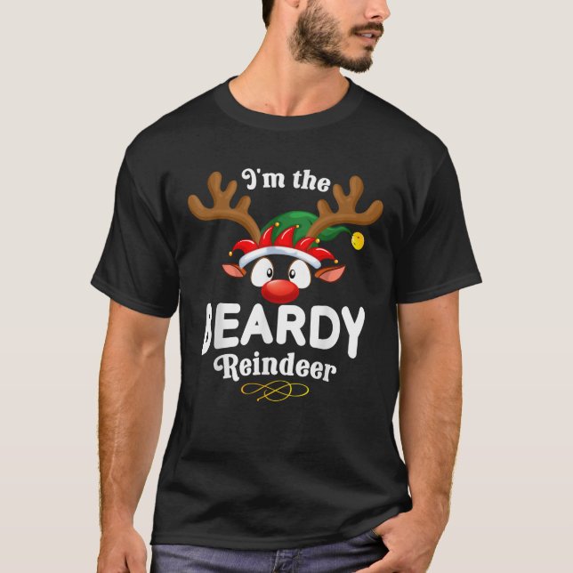 Christmas PJS Beardy XMas Reindeer Matching  T-Shirt (Vorderseite)
