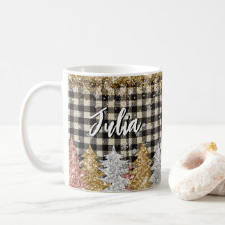 Christmas Plaid And Glitter With Name Kaffeetasse