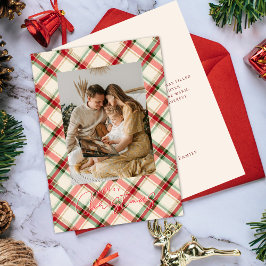 Christmas Plaid Card With Photo Feiertagskarte