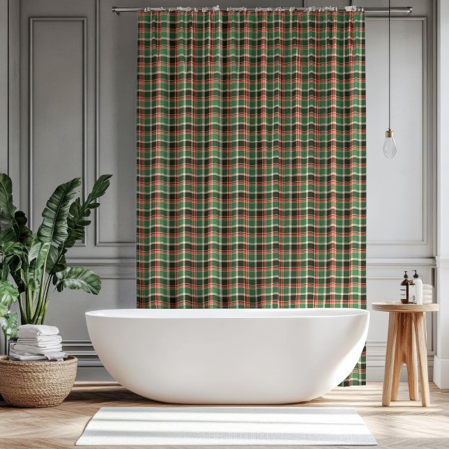 Christmas Plaid Curtain Red Green Gift for Home Duschvorhang (Christmas Plaid Curtain Red Green Gift for Home)
