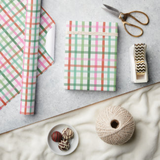 Christmas Plaid - Green & Pink Geschenkpapier