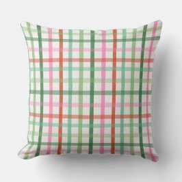 Christmas Plaid - Green Pink & White Kissen