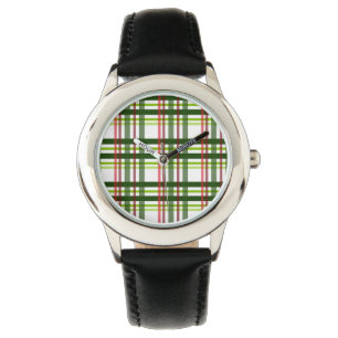 Christmas Plaid Pattern Green Red Color Tartan Armbanduhr