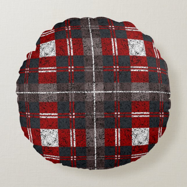 Christmas Plaid Pattern  Rundes Kissen (Vorderseite)
