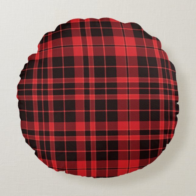 Christmas Plaid Pattern Rundes Kissen (Vorderseite)