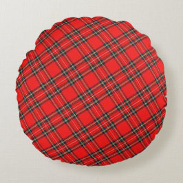 Christmas Plaid Pattern Rundes Kissen
