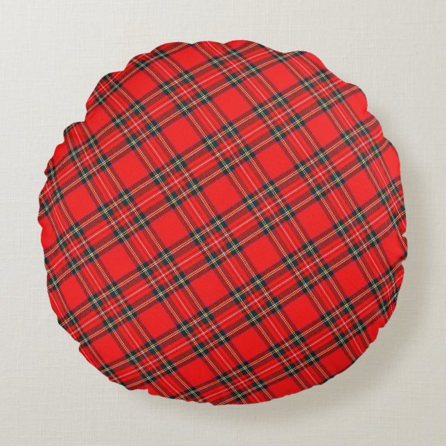 Christmas Plaid Pattern  Rundes Kissen (Vorderseite)