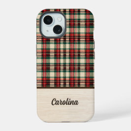 Christmas Plaid Phone Case | Personalized Name iPhone 15 Hülle