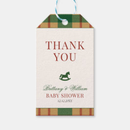 Christmas Plaid Preppy Bear Baby Shower Geschenkanhänger