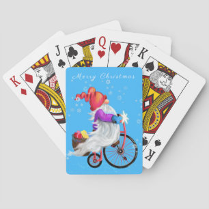 Christmas Playing Cards Gnome with Bike and Gifts Spielkarten