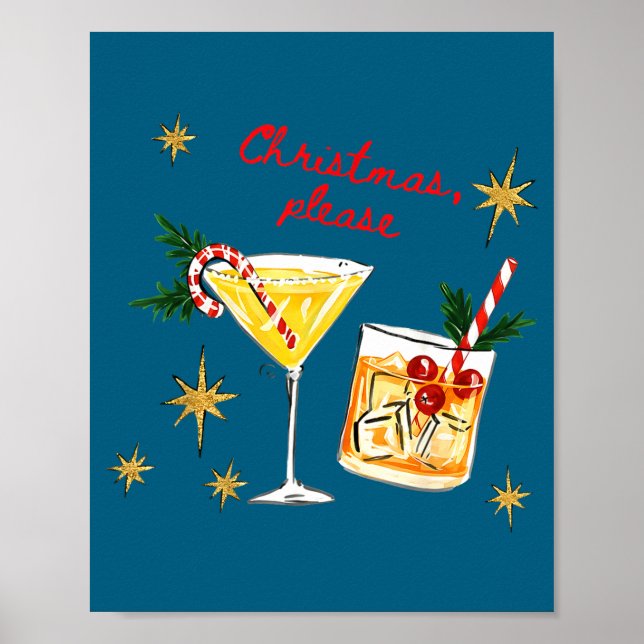 Christmas Please Retro Festive Tail Xmas Holiday D Poster (Vorne)