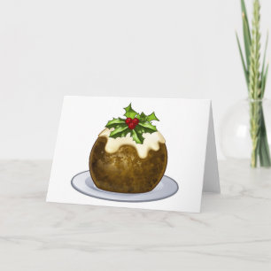 Christmas Plum Pudding Cartoon Feiertagskarte