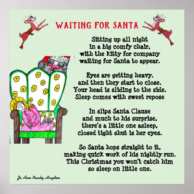 CHRISTMAS POEM WARTEND FÜR SANTA-Plakat Poster (Vorne)