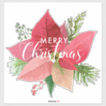 Christmas Poinsettia Aufkleber<br><div class="desc">Weihnachts-Poinsettia Sticker Sticker Sticker werden auf die exakte Form Ihres Bildes geschnitten und mit einem benutzerdefinierten Schnitt (kiss-cut) Prozess auf Vinyl-Bogen produziert</div>
