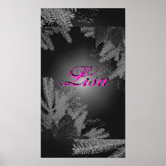 Christmas Poinsettia Black and Grey Lisa I Poster