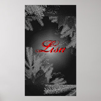 Christmas Poinsettia Black and Grey Lisa I Poster