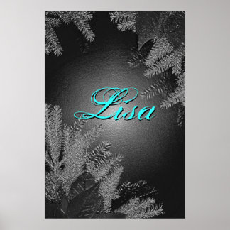 Christmas Poinsettia Black and Grey Lisa III Poster