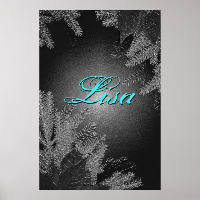 Christmas Poinsettia Black and Grey Lisa III Poster (Vorne)