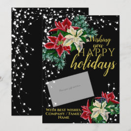 Christmas Poinsettia Black Gift Card Inhaber Feiertagskarte