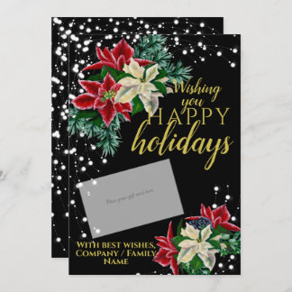 Christmas Poinsettia Black Gift Card Inhaber Feiertagskarte