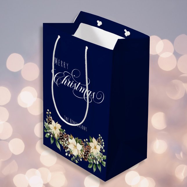 Christmas Poinsettia blau Mittlere Geschenktüte (Von Creator hochgeladen)