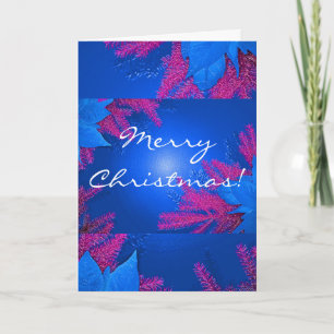 Christmas Poinsettia Blau und Rosa auf Englisch Feiertagskarte