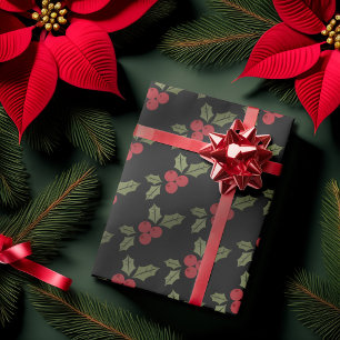Christmas Poinsettia Blume Mistletoe Red Berries Geschenkpapier