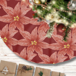 Christmas Poinsettia Blume Roter Botanischer Garte Polyester Weihnachtsbaumdecke