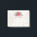 Christmas Poinsettia Bouquet über Vintage Collage Post-it Klebezettel<br><div class="desc">Weihnachts-Post-it-Notizen. Der Hintergrund ist eine Vintage Collage mit einem verblassten Bild von rosa Rosen,  grünen Blätter und französischer Schrift. Obergeschoss liegt ein hübscher Poinsettienbukett.</div>