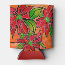 Christmas Poinsettia Can Cooler