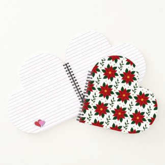 Christmas Poinsettia Floral Pattern | Red Green Notizbuch