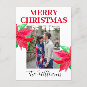 Christmas Poinsettia Foto Collage Wasserfarbe Feiertagspostkarte