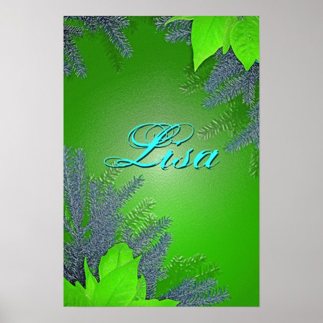Christmas Poinsettia Green Lisa III Poster (Vorne)