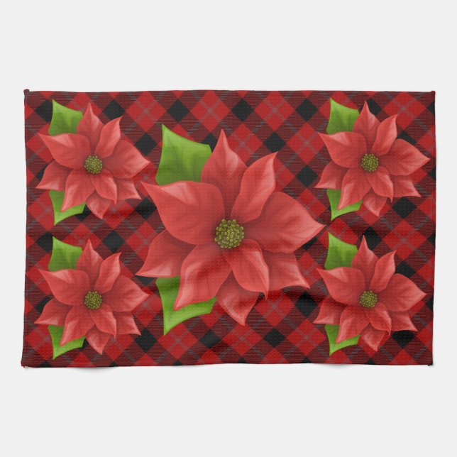 Christmas Poinsettia Handtuch (Horizontal)
