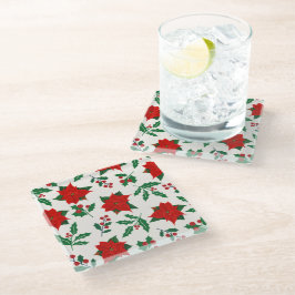 Christmas Poinsettia & Holly Floral Untersetzer