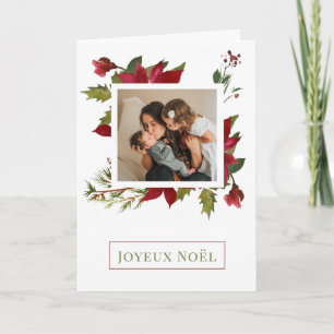 Christmas Poinsettia Joyeux Noël Holiday Foto Feiertagskarte