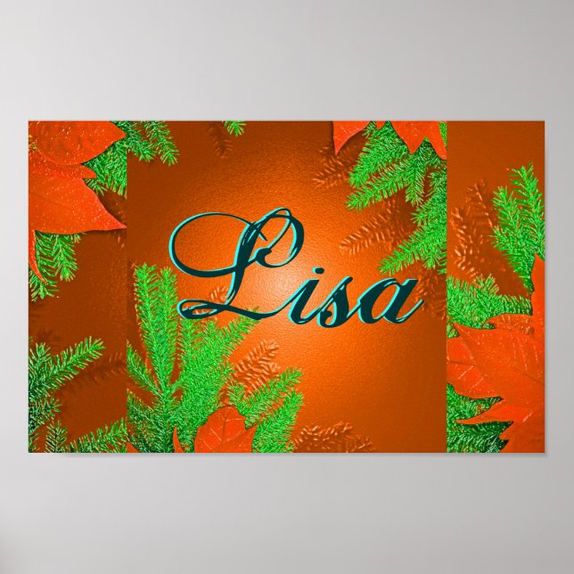 Christmas Poinsettia Orange Delight Lisa II Poster (Vorne)