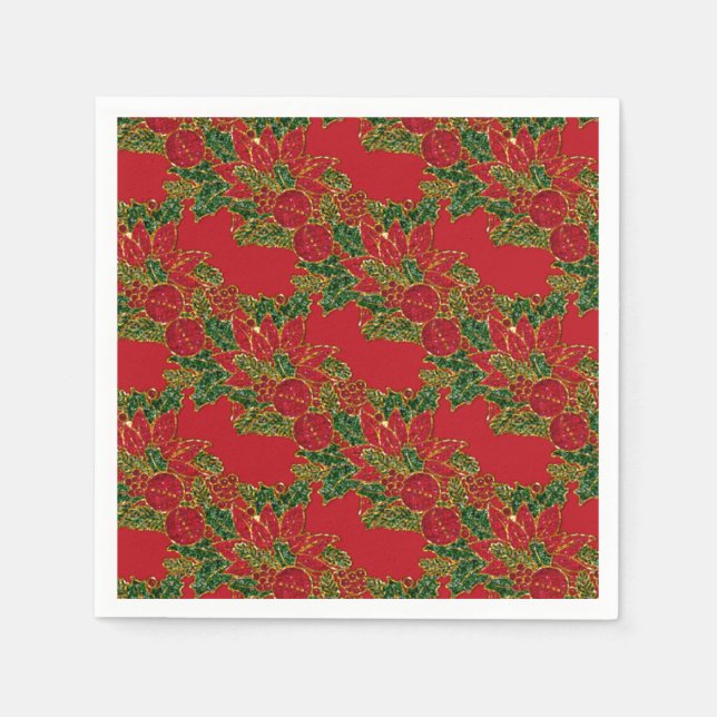 Christmas Poinsettia-PAPER-PARTY NAPKINS-Red Serviette (Vorderseite)