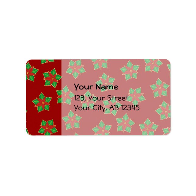 Christmas Poinsettia Pattern Adressaufkleber (Vorne)