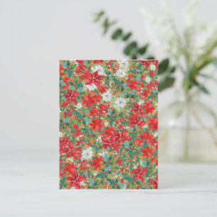 Christmas Poinsettia Pattern Postkarte
