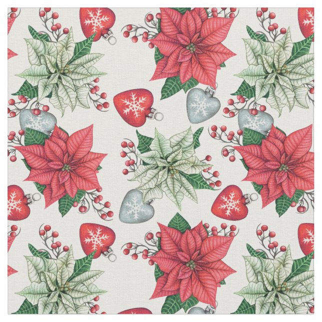 Christmas Poinsettia Pattern Stoff (Nahaufnahme)