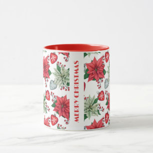 Christmas Poinsettia Pattern Tasse