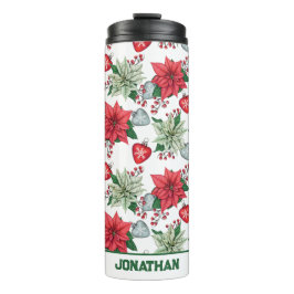 Christmas Poinsettia Pattern Thermosbecher
