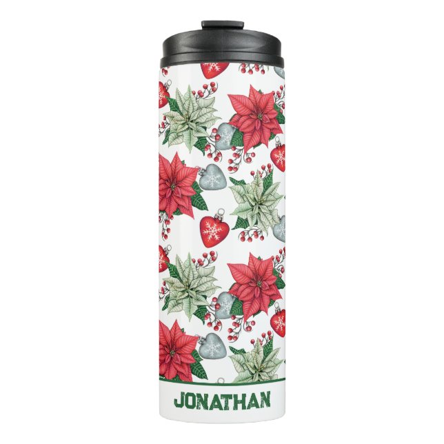Christmas Poinsettia Pattern Thermosbecher (Vorderseite)