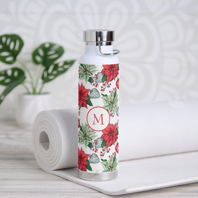 Christmas Poinsettia Pattern Trinkflasche (Yoga)