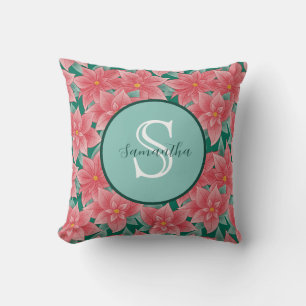 Christmas Poinsettia Personalisiert Monogram Kissen