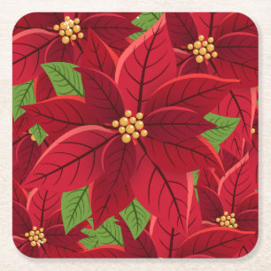 Christmas Poinsettia Rechteckiger Pappuntersetzer