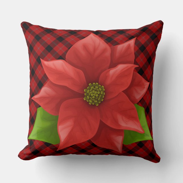 Christmas Poinsettia Throw Kissen (Vorderseite)