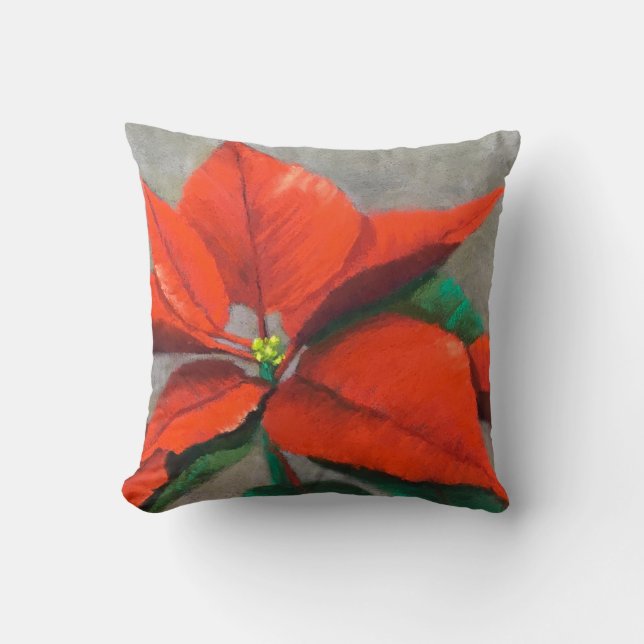 Christmas Poinsettia Throw Kissen (Vorderseite)