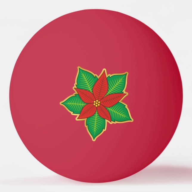 Christmas Poinsettia Tischtennisball (Vorderseite)